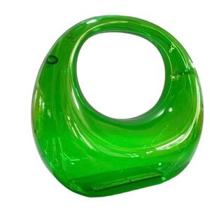 JUEL WEST Transparent Green Clutch, Moon-Shaped Acrylic Handbag,Evening Clutch